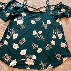 Kaileigh Dark Green Floral Blouse